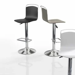 Win Tabouret design réglable et pivotant métal chromé et bois