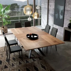 4x4 Table design extensible rectangulaire en bois et métal