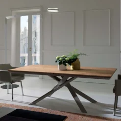 4x4 Table design extensible rectangulaire en bois et métal
