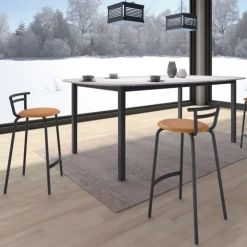 Xélus Carrier® Tabouret snack fabriqué en France assise ronde rembourrée et structure métal