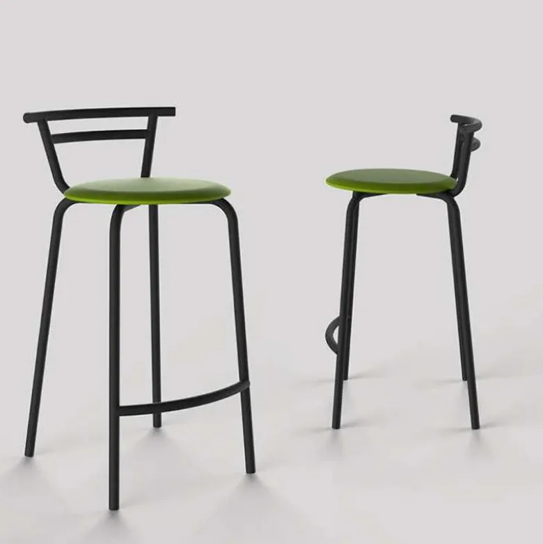 Xélus Carrier® Tabouret snack fabriqué en France assise ronde rembourrée et structure métal