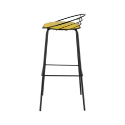 Yaël Carrier® Tabouret haut français rembourré en métal et simili