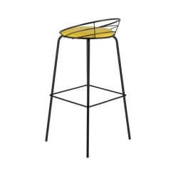 Yaël Carrier® Tabouret haut français rembourré en métal et simili