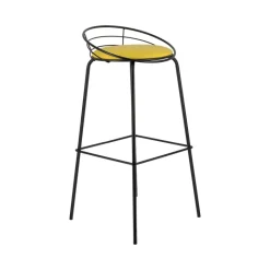 Yaël Carrier® Tabouret haut français rembourré en métal et simili