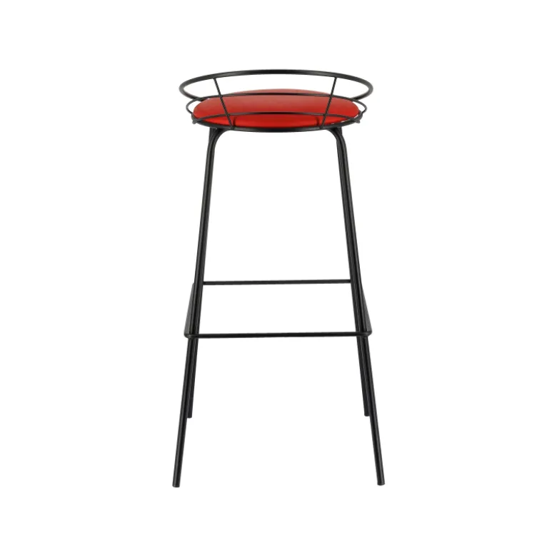 Yaël Carrier® Tabouret haut français rembourré en métal et simili