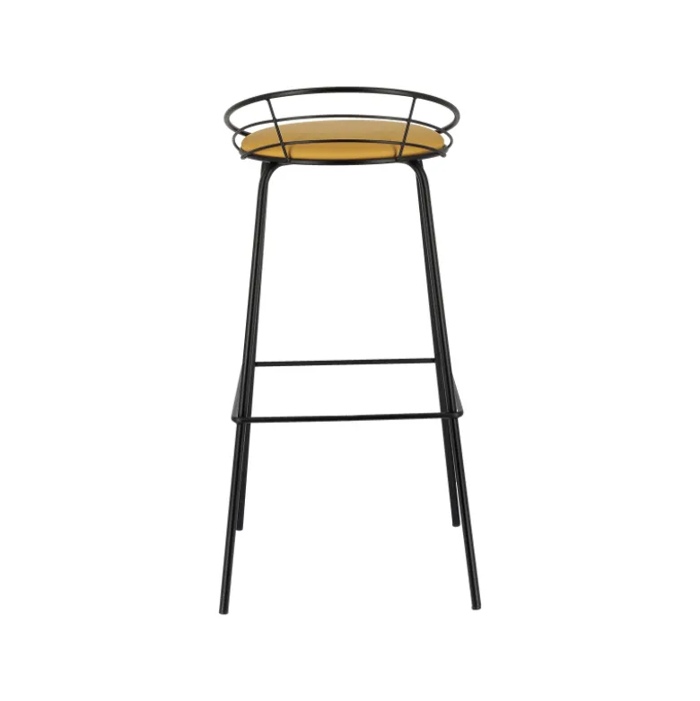 Yaël Carrier® Tabouret haut français rembourré en métal et simili