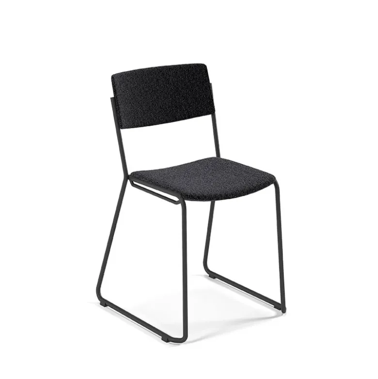 Zoom Chaise de salle à manger épurée en tissu pieds en traîneau