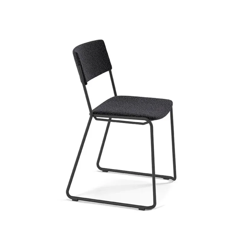 Zoom Chaise de salle à manger épurée en tissu pieds en traîneau