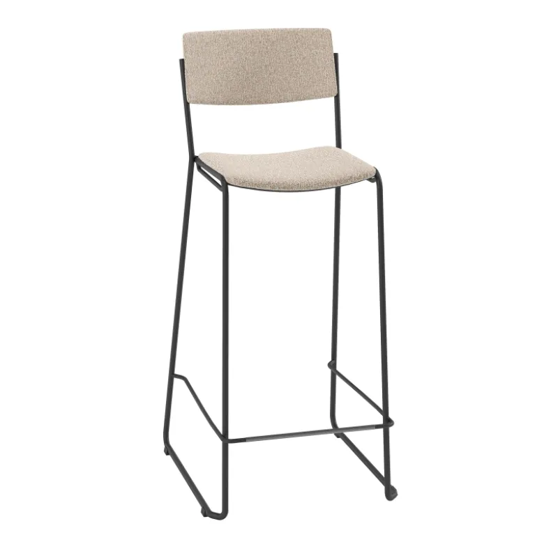 Zoom Tabouret de bar moderne et épuré en tissu pieds traîneau
