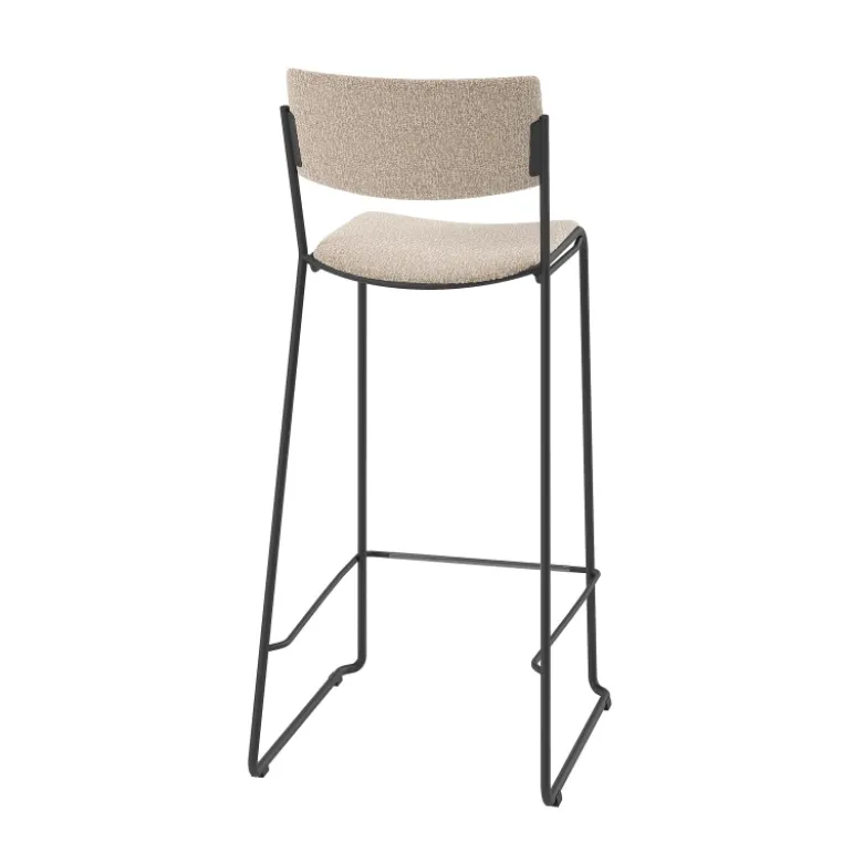 Zoom Tabouret de bar moderne et épuré en tissu pieds traîneau