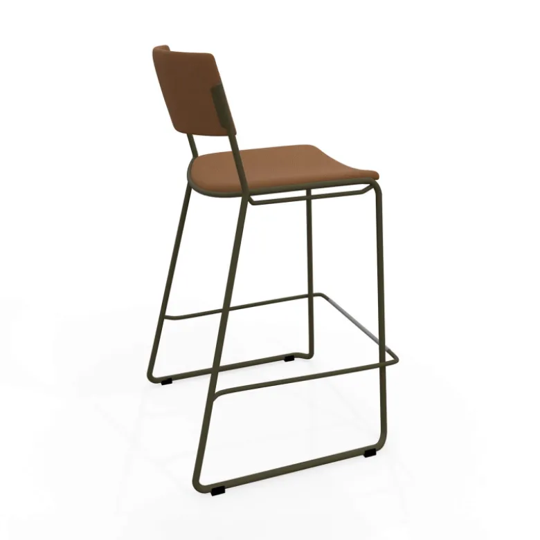Zoom Tabouret snack moderne en simili avec pieds en traîneau